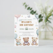 Personalisierter Niedlicher Teddy Bear Geburtstag Postkarte (Stehend Vorderseite)