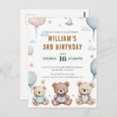 Personalisierter Niedlicher Teddy Bear Geburtstag Postkarte (Vorne/Hinten)