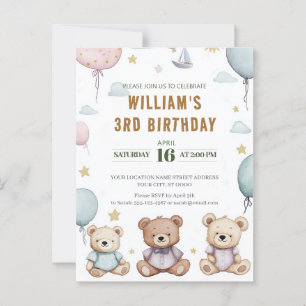 Personalisierter Niedlicher Teddy Bear Geburtstag Postkarte