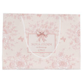 Personalisierter Niedlicher Toile Rosa Coquette Ge Große Geschenktüte (Rückseite)