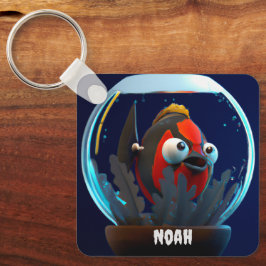 Personalisierter Niedlicher tropischer Fisch im Aq Schlüsselanhänger