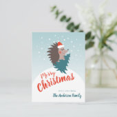 Personalisierter Niedlicher und moderner Igel Weih Postkarte (Stehend Vorderseite)