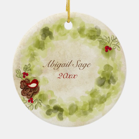 Personalisierter Niedlicher Waldfuchs und Urlaubsk Keramik Ornament (Hinten)