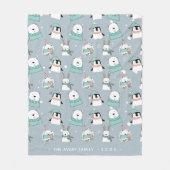 Personalisierter Niedlicher Weihnachtsbär Fleecedecke (Vorderseite)