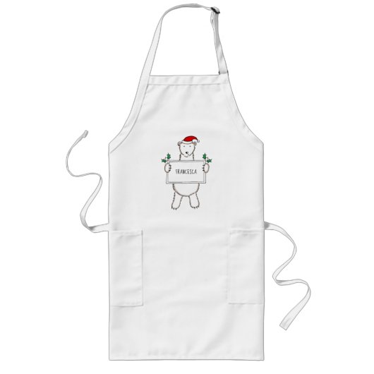 Personalisierter Niedlicher Weihnachtsbär Weihnach Lange Schürze (Vorne)