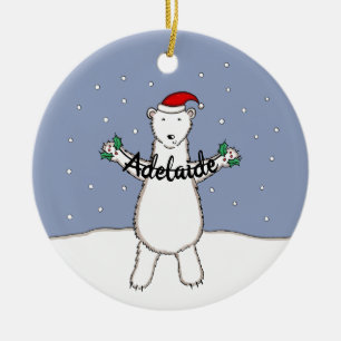 Personalisierter Niedlicher Weihnachtsbärenbaum Keramik Ornament