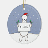 Personalisierter Niedlicher Weihnachtsbärenbaum Keramik Ornament (Links)