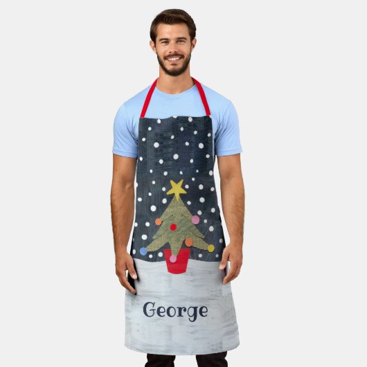 Personalisierter Niedlicher Weihnachtsbaum Schürze (Getragen)