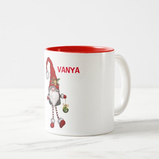 Personalisierter Niedlicher Weihnachtsbummel Zweifarbige Tasse (VorderseiteRechts)