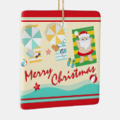 Personalisierter Niedlicher Weihnachtsmann am Stra Keramikornament (Rechts)