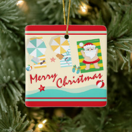Personalisierter Niedlicher Weihnachtsmann am Stra Keramikornament