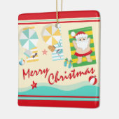 Personalisierter Niedlicher Weihnachtsmann am Stra Keramikornament (Links)