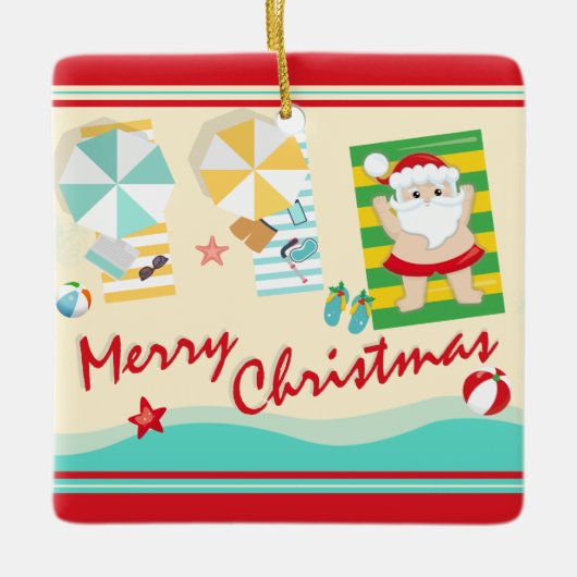 Personalisierter Niedlicher Weihnachtsmann am Stra Keramikornament (Vorderseite)