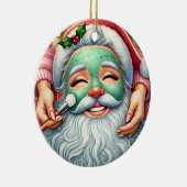 Personalisierter Niedlicher Weihnachtsmann - ein G Keramik Ornament (Rechts)