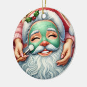 Personalisierter Niedlicher Weihnachtsmann - ein G Keramik Ornament (Links)