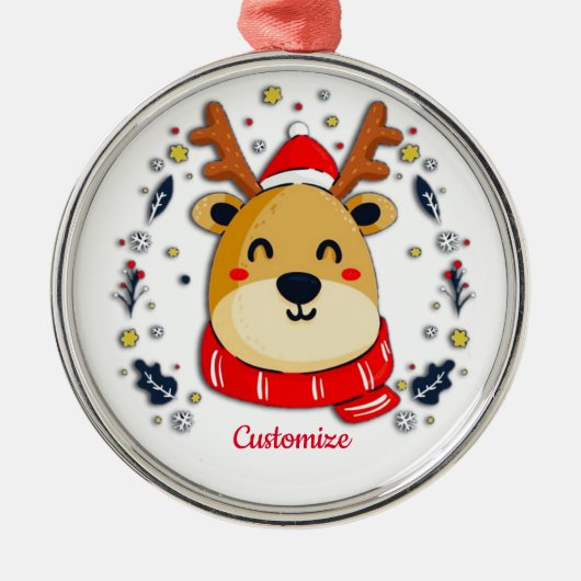 Personalisierter Niedlicher Weihnachtsmann Ornament Aus Metall (Vorne)