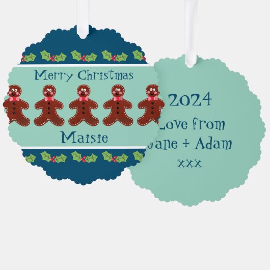 Personalisierter Niedlicher Weihnachtsmann Ornament Karte (Vorderseite/Rückseite)