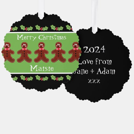 Personalisierter Niedlicher Weihnachtsmann Ornament Karte (Vorderseite/Rückseite)