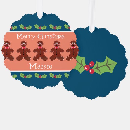 Personalisierter Niedlicher Weihnachtsmann Ornament Karte (Vorderseite/Rückseite)