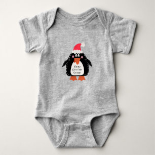 Personalisierter Niedlicher Weihnachtspenguin Baby Strampler