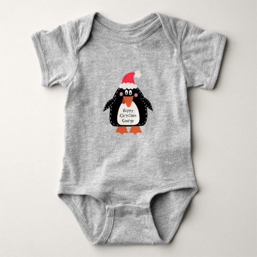 Personalisierter Niedlicher Weihnachtspenguin Baby Strampler (Vorderseite)
