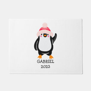 Personalisierter Niedlicher Weihnachtspenguin in R Fußmatte