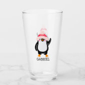 Personalisierter Niedlicher Weihnachtspenguin in R Glas (Vorderseite)