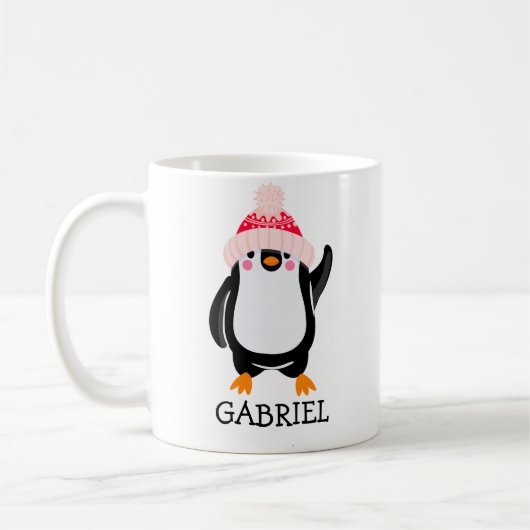 Personalisierter Niedlicher Weihnachtspenguin in R Kaffeetasse (Links)