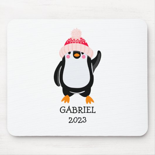 Personalisierter Niedlicher Weihnachtspenguin in R Mousepad (Vorne)