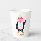 Personalisierter Niedlicher Weihnachtspenguin in R Pappbecher (Rückseite)