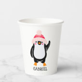 Personalisierter Niedlicher Weihnachtspenguin in R Pappbecher (Vorderseite)