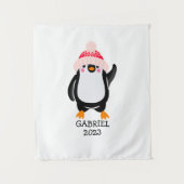 Personalisierter Niedlicher Weihnachtspenguin in R Wandteppich (Vorderseite)