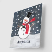Personalisierter Niedlicher Weihnachtsschnee Quadratische Wanduhr (Winkel)