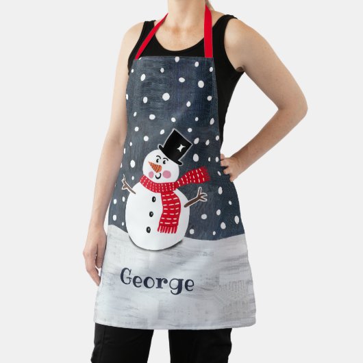 Personalisierter Niedlicher Weihnachtsschneemann Schürze (InSitu)