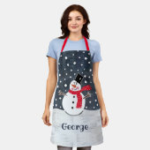 Personalisierter Niedlicher Weihnachtsschneemann Schürze (Getragen)