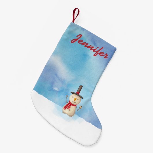 Personalisierter Niedlicher Weihnachtsschneemann W Kleiner Weihnachtsstrumpf (Vorderansicht (hängend))