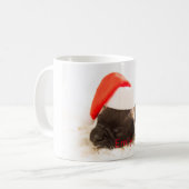Personalisierter Niedlicher Welpe mit Weihnachtsma Kaffeetasse (Vorderseite Links)