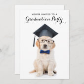 Personalisierter Niedlicher Welpenhund Abschluss Einladung (Vorne/Hinten)
