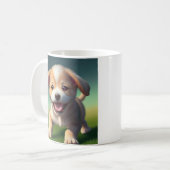 Personalisierter Niedlicher Welpenhund Kaffeetasse (Vorderseite Links)