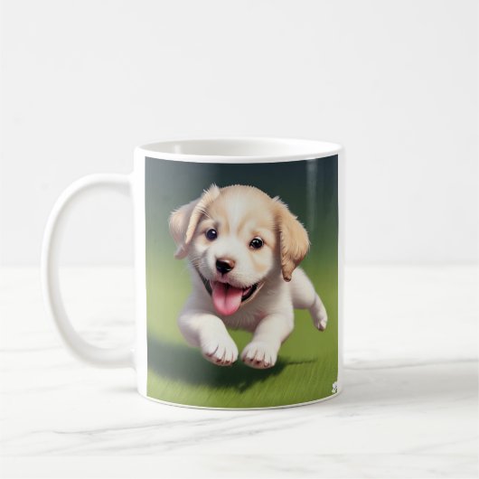 Personalisierter Niedlicher Welpenhund Labrador Kaffeetasse (Links)