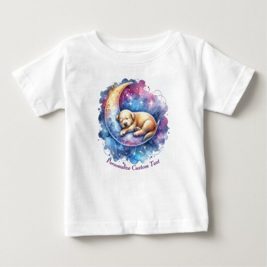 Personalisierter Niedlicher Welpenhund Schlafen au Baby T-shirt (Vorderseite)