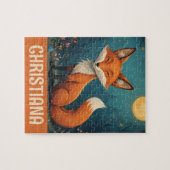 Personalisierter Niedlicher Whimsical Sitting Fox Puzzle (Horizontal)