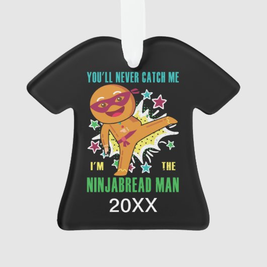 Personalisierter Ninjabread Man wird mich nie fang Ornament (Rückseite)