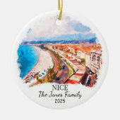 Personalisierter Nizza-Ornament, französisches Ges Keramik Ornament (Vorne)