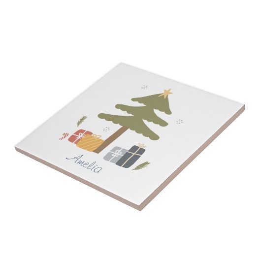 Personalisierter Nordischer Weihnachtsbaumurlaub Fliese (Seite)