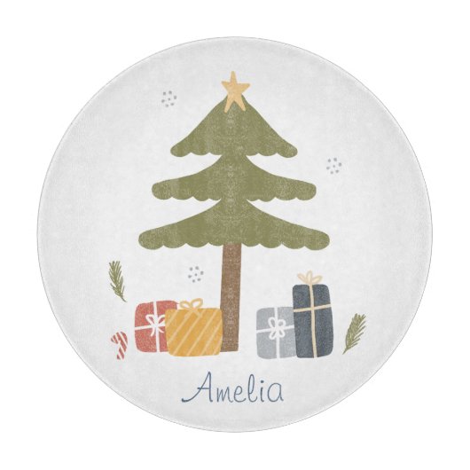 Personalisierter Nordischer Weihnachtsbaumurlaub Schneidebrett (Vorderseite)