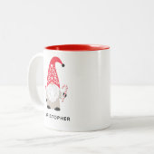 Personalisierter Nordischer Weihnachtsgnome Zweifarbige Tasse (Vorderseite Links)