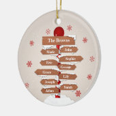 Personalisierter Nordpol 10 Familiennamen Keramik Ornament (Links)