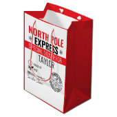 Personalisierter Nordpol Express Lieferung Weihnac Mittlere Geschenktüte (Vorderseite Schrägansicht)