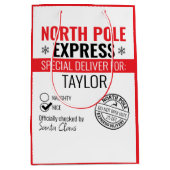 Personalisierter Nordpol Express Lieferung Weihnac Mittlere Geschenktüte (Vorderseite)